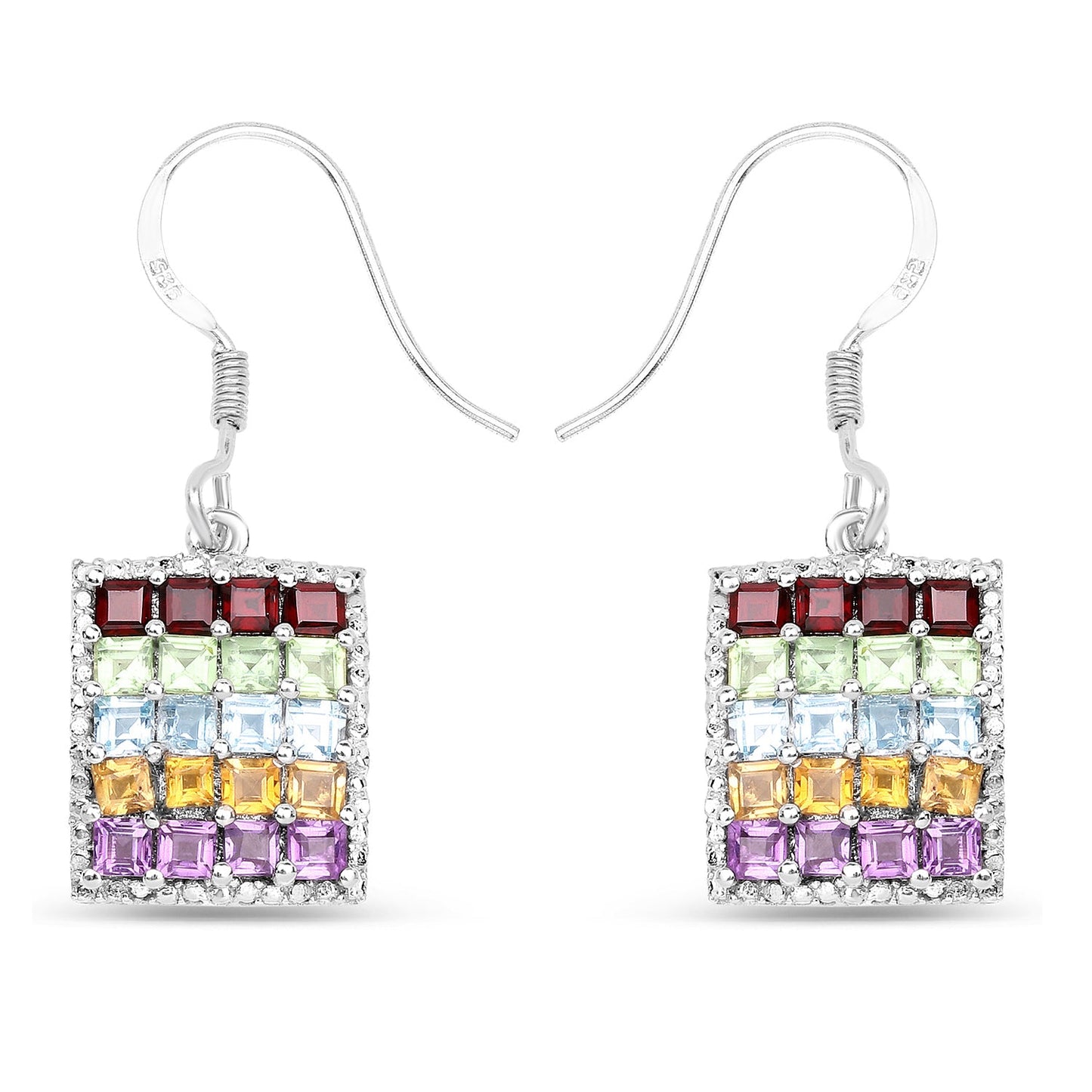 4.32 Carat Genuine Multi-Stone .925 Sterling Silver Earrings
