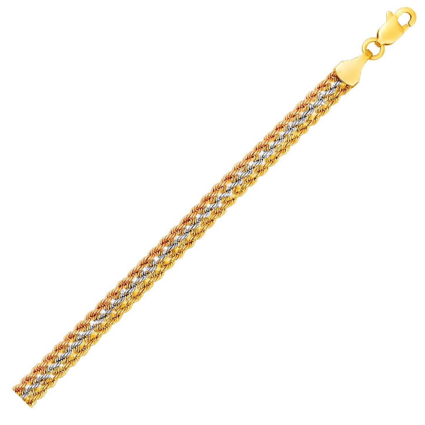 Bracelet en chaîne torsadée multi-brins en or tri-tonal 10k