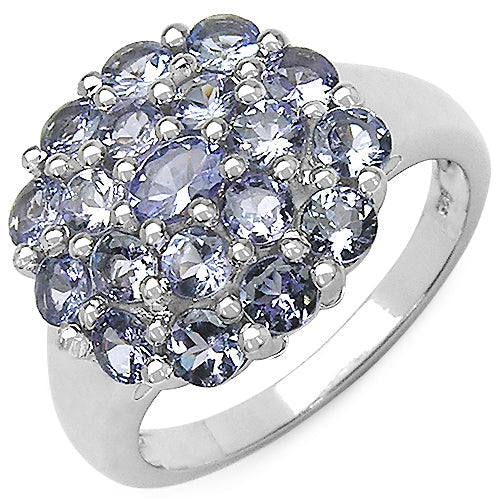 1.83 Carat Genuine Tanzanite Sterling Silver Engagement Ring