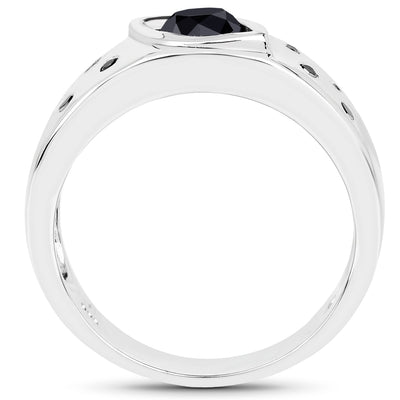 0.59 Carat Genuine Black Diamond Sterling Silver Engagement Ring