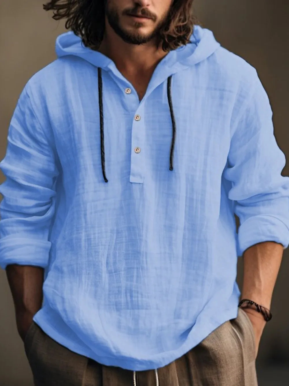 Sudadera de manga larga con medio botón para hombre en tallas grandes