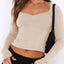 Long Sleeve Sweetheart Neck Crop T-Shirt