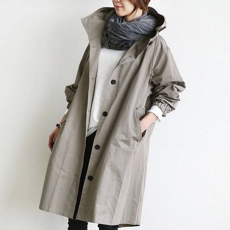 Women's Casual Windbreaker Jacket with Hood and Pockets
