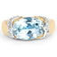 Anillo de Topacio Azul y Topacio Blanco Bañado en Oro Amarillo de 14K
