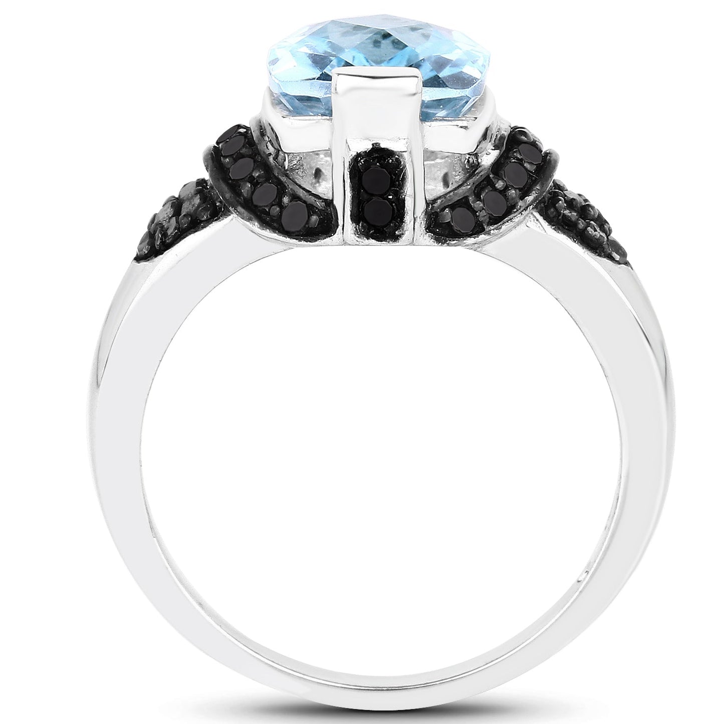 Bague en argent sterling avec topaze bleue suisse et diamants de 3,81 carats
