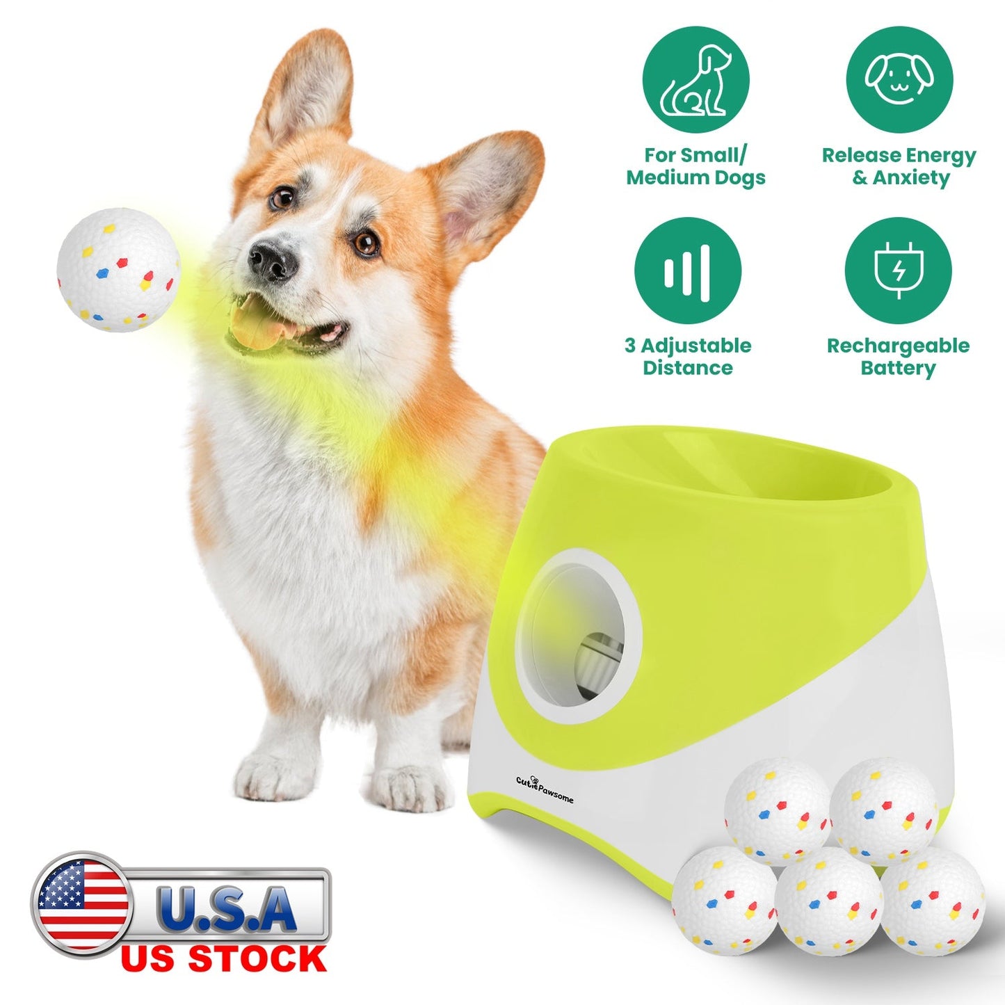 Lanzador Automático de Pelotas para Perros - Juguete Interactivo de Fetch para Perros Pequeños y Med