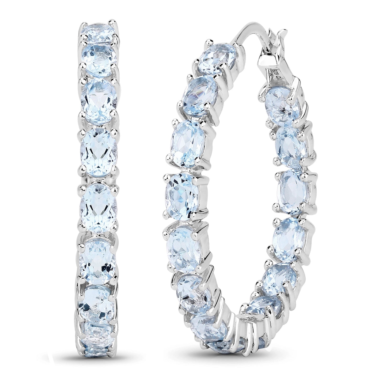 5.70 Carat Genuine Blue Topaz Earrings in Sterling Silver