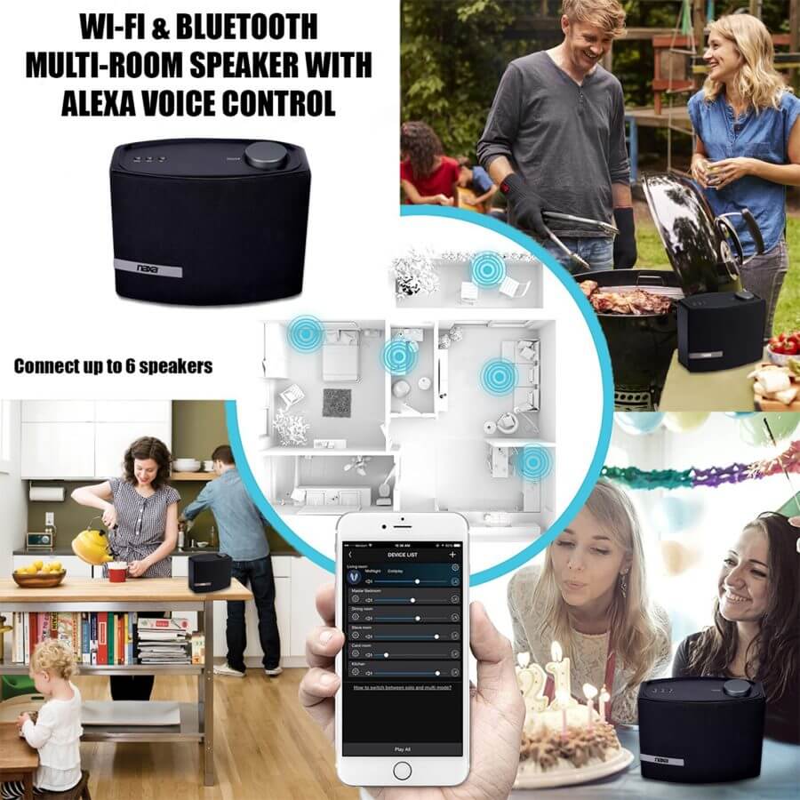 Naxa Smart Multi-Room Speaker with Alexa & Bluetooth Connectivity - Korvel