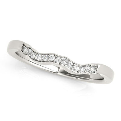 Anillo de Boda de Diamantes en Estilo Ondulado de Oro Blanco de 14k