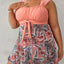 Tankini de Baño sin Mangas con Estampado de Malla Talla Grande
