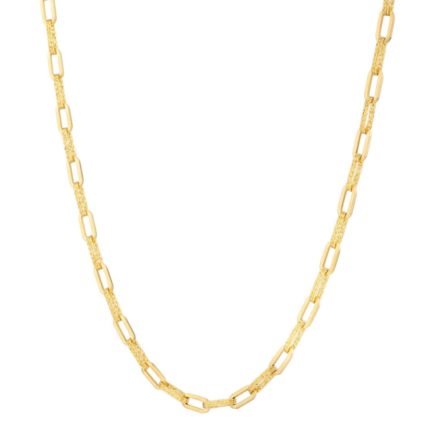 Collier en Chaîne Paperclip en Or Jaune 14k avec Diamants