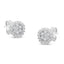 Pendientes de botón en oro blanco de 14 quilates con diamantes en estilo halo de 1/2 Cttw
