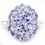 2.31 Carat Genuine Tanzanite Cluster Ring in Sterling Silver