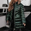 Veste Puffer Élégante Mi-Longue Ajustée avec Col en Fourrure