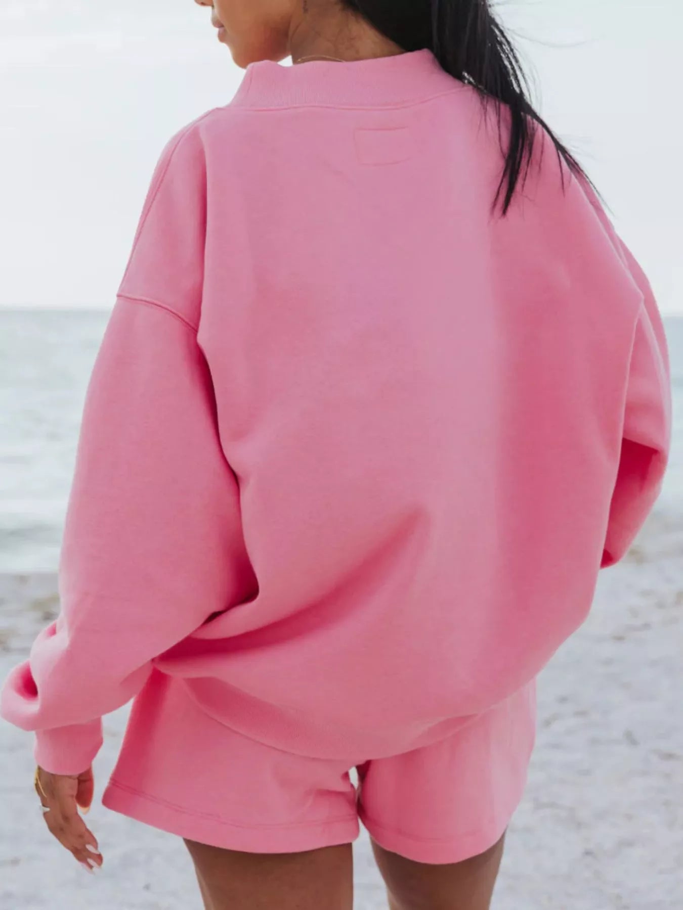 Conjunto de Sudadera de Cuello Redondo y Pantalones Cortos de Corte Suelto
