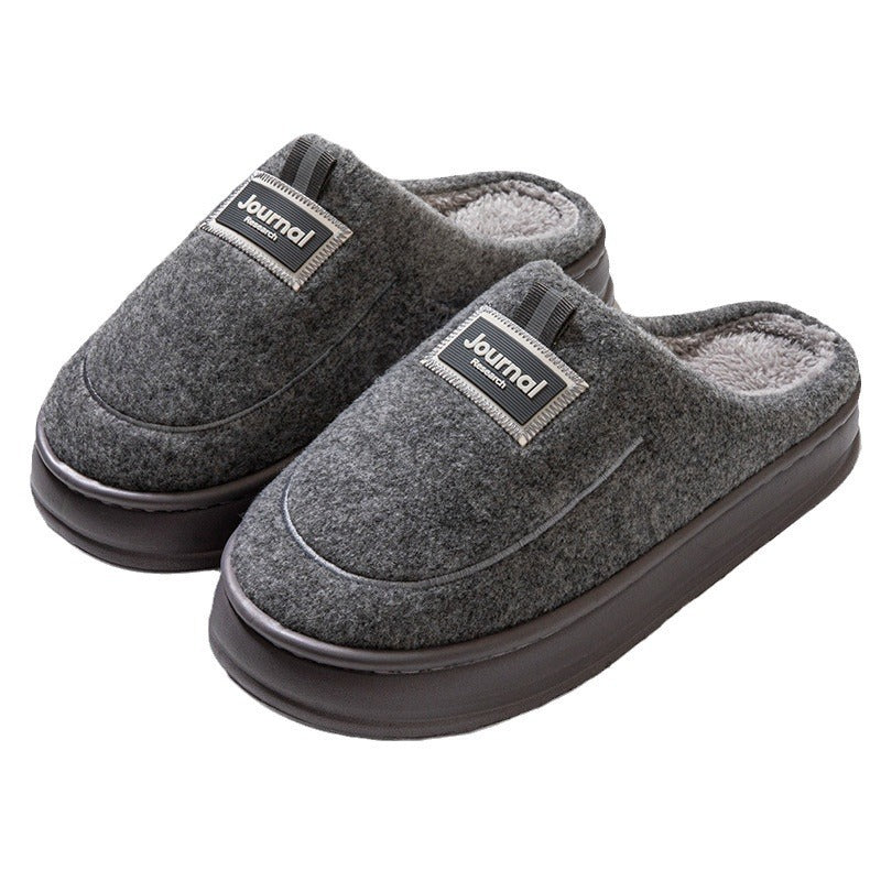 Men's Plus Size Cotton Slippers with Thickened Sole
