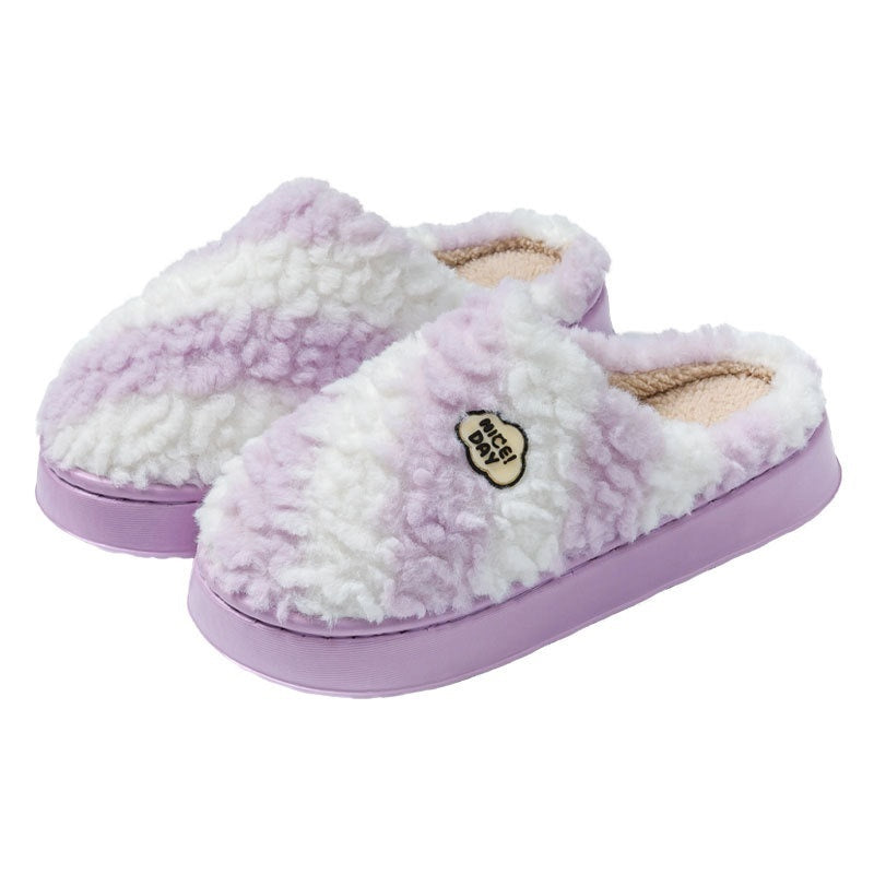 Chaussons en velours coton non glissants pour femmes