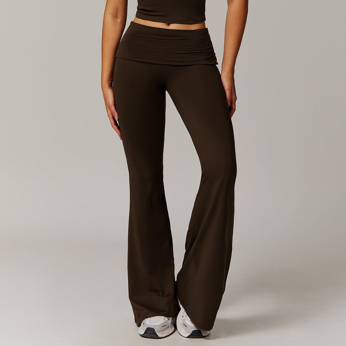 Pantalons de course en laine plissés taille haute