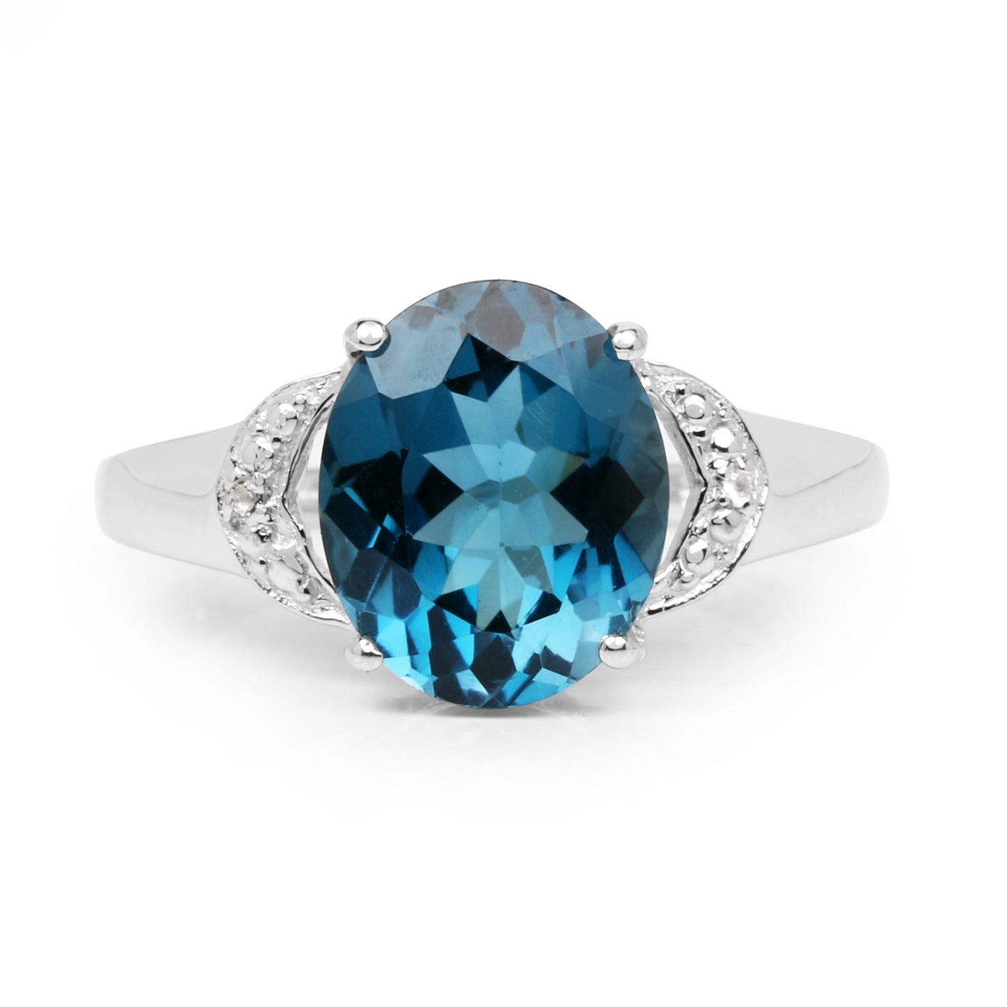 Bague en argent sterling avec topaze londonienne bleue et topaze blanche de 4,26 carats