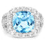 Anillo de plata esterlina con topacio azul y topacio blanco de 5.17 quilates