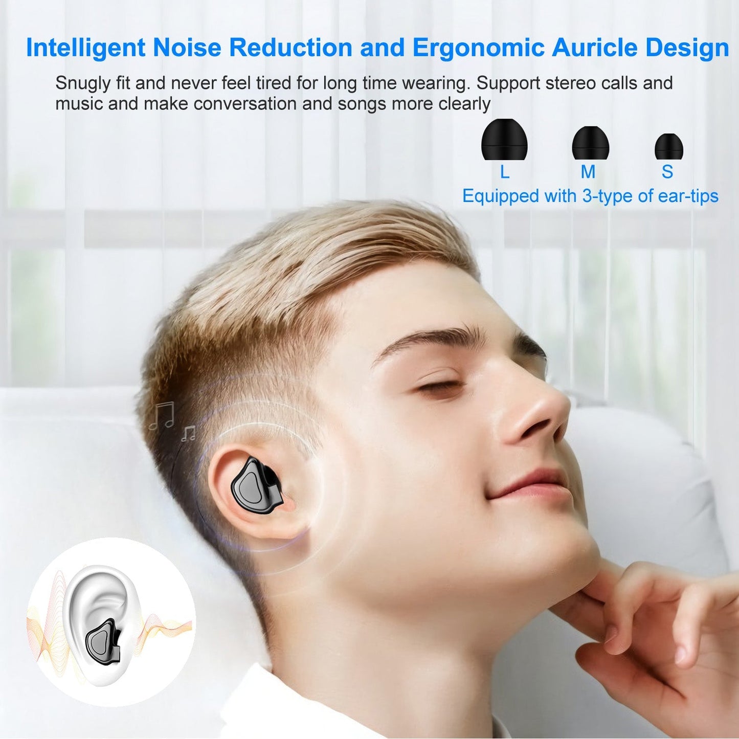 LJG True Wireless Earbuds V5.0 - Waterproof Stereo Headphones