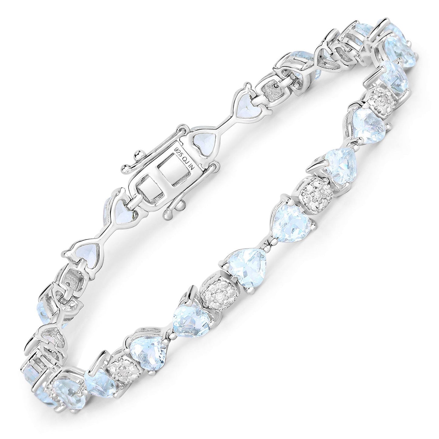 Pulsera de Plata Esterlina con Acuamarina y Diamantes de 7.36 Quilates