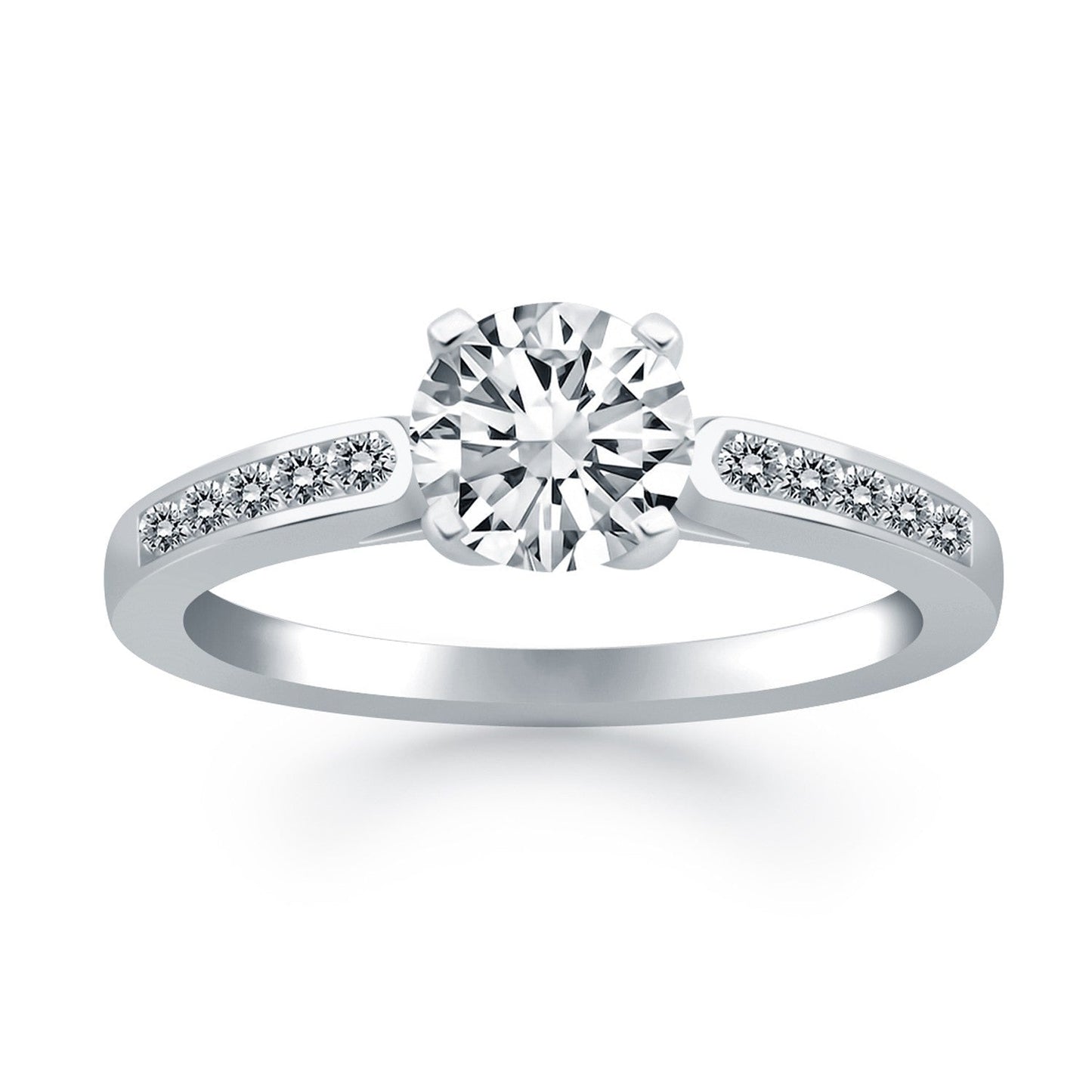 Anillo de Compromiso de Diamante en Canal de Oro Blanco de 14k