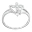 Anillo de Promesa con Cruz y Corazón Acentuado con Diamantes de Oro Blanco de 10K - Talla 7