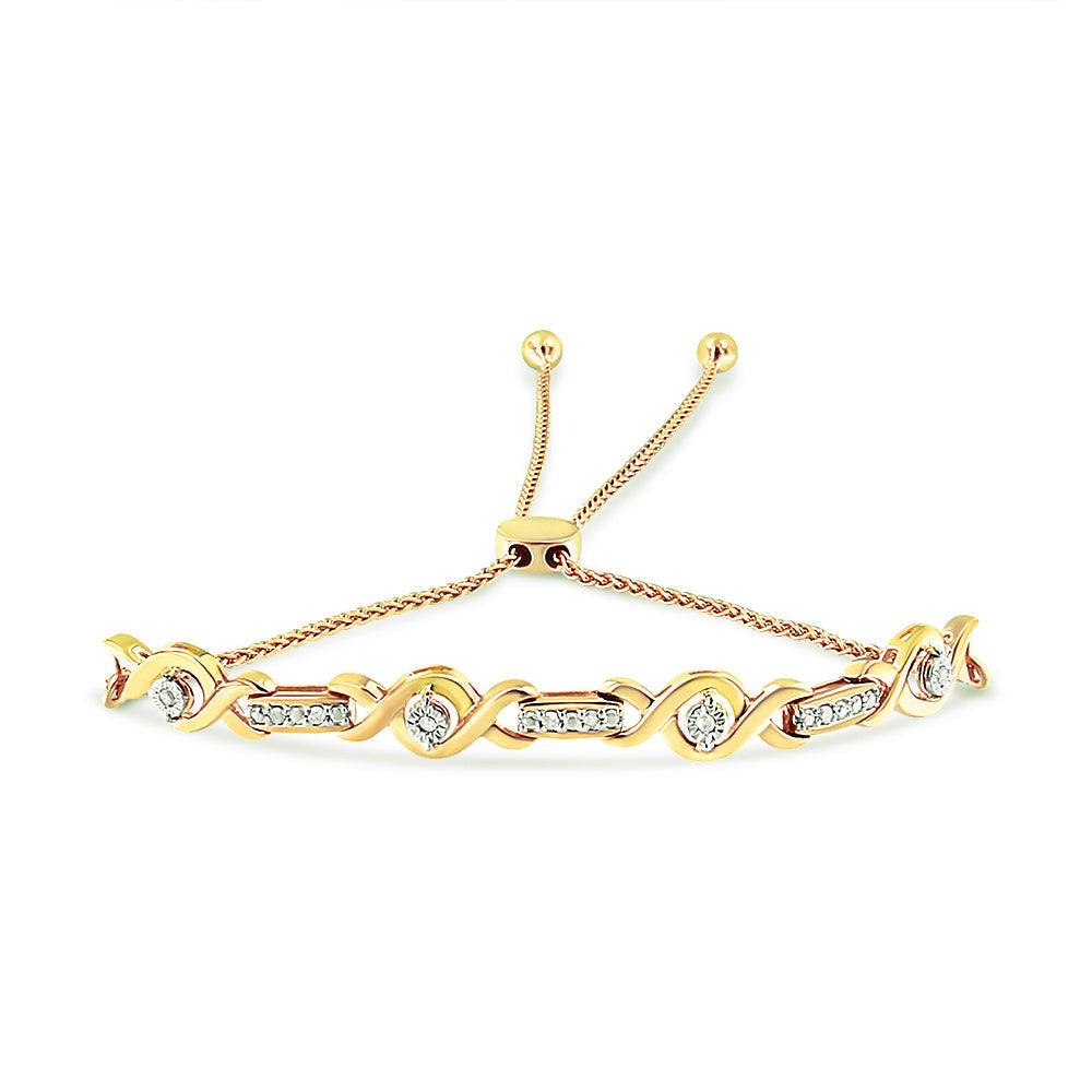 Bracelet Bolo Ajustable en Argent Sterling Plaqué Or 14K