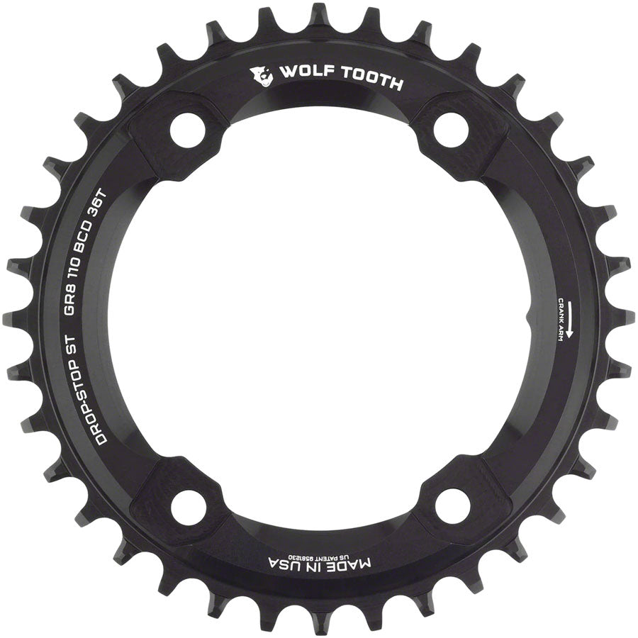 Plato de cadena Wolf Tooth Shimano 110 BCD asimétrico - 36t Negro