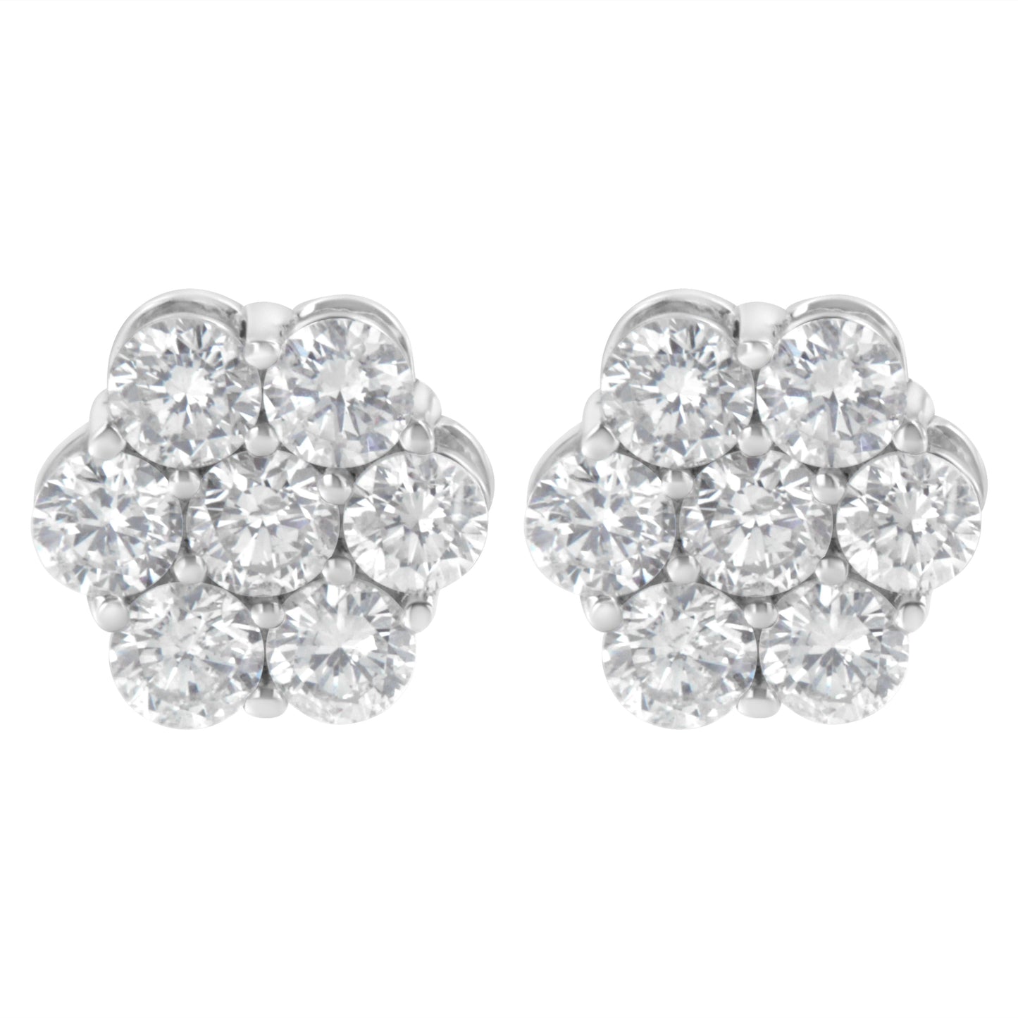 Pendientes de Stud de Diamante Floral de Plata Esterlina - 2 cttw