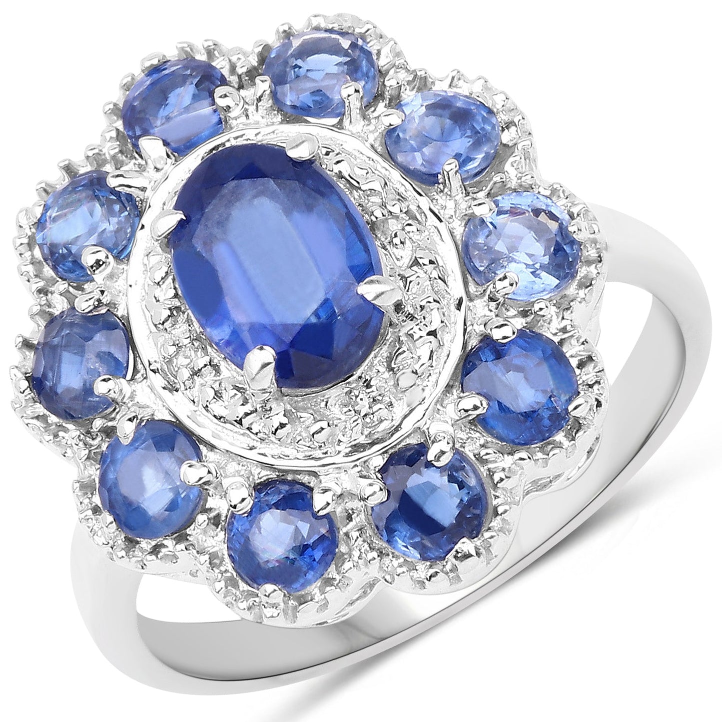 Bague de fiançailles en argent sterling avec Kyanite de 2,47 carats et Topaze blanche