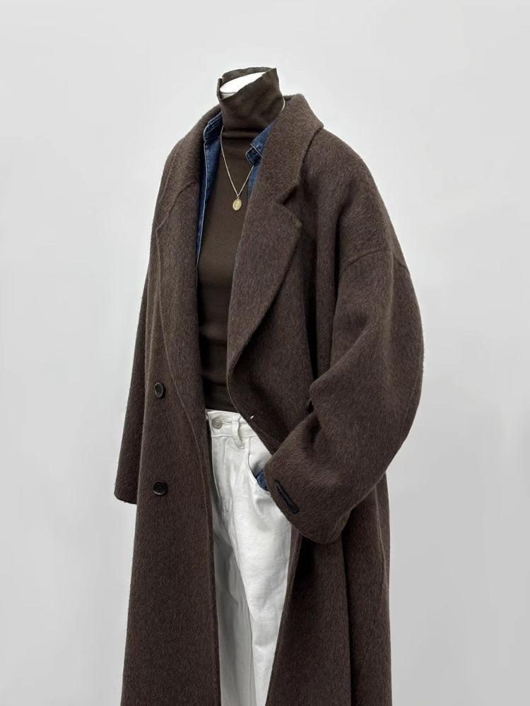 Premium Korean-Style Loose Mid-Length Wool Coat
