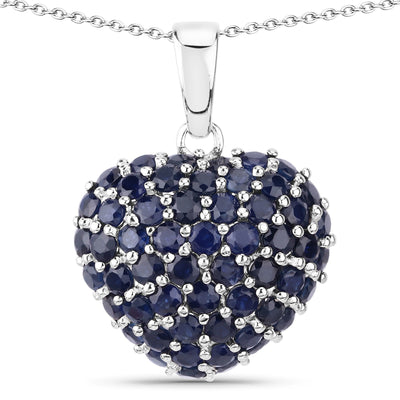 7.26 Carat Genuine Blue Sapphire Sterling Silver Pendant