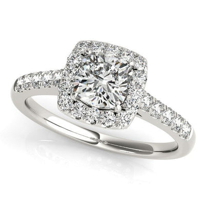 14k White Gold Square Round Diamond Engagement Ring