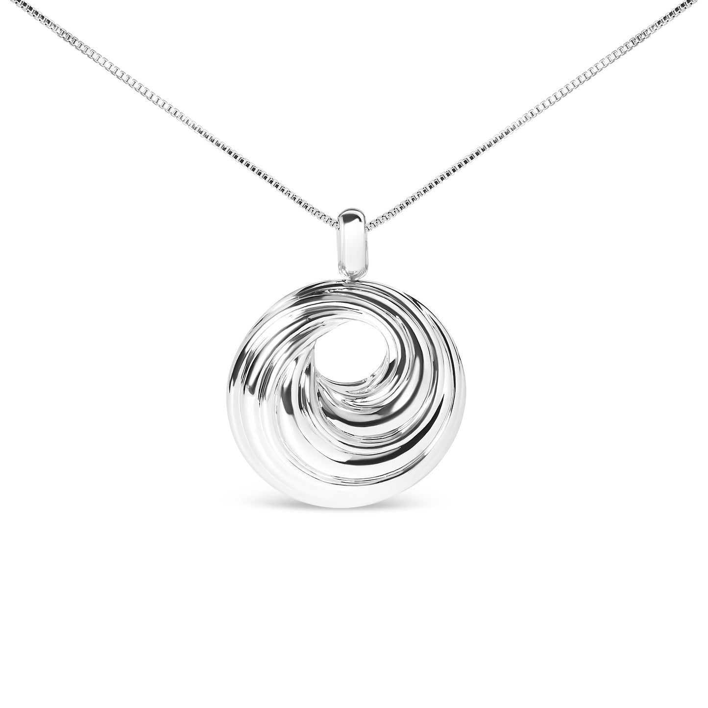 .925 Sterling Silver Endless Wave Swirl Pendant Necklace