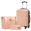 Ensemble de valises rigides Coolife 3 pièces avec verrou TSA - Rose