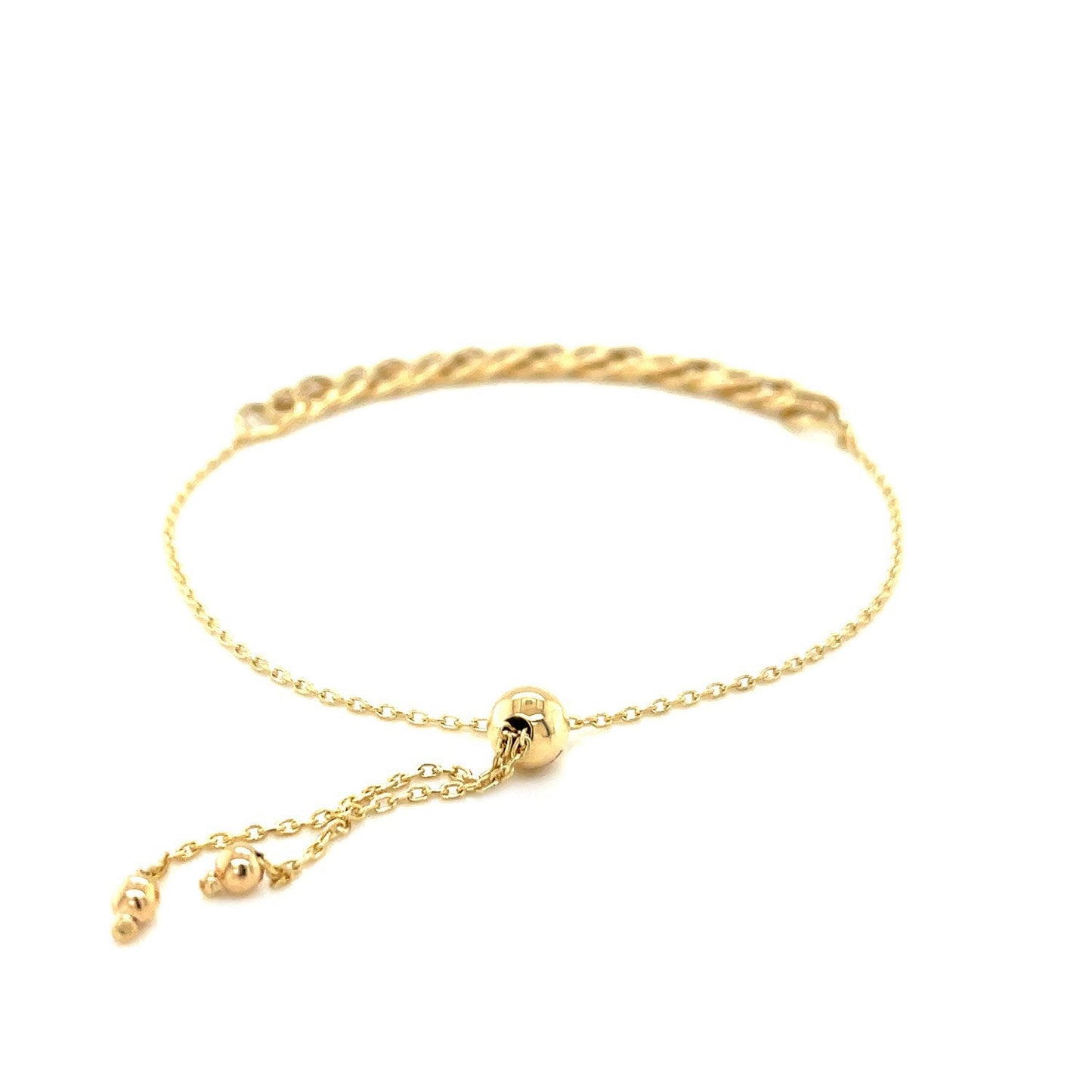 Pulsera de Cadena Ajustable de Oro Amarillo de 14k