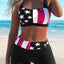 Patriotic American Flag Print Criss Cross Bikini Set