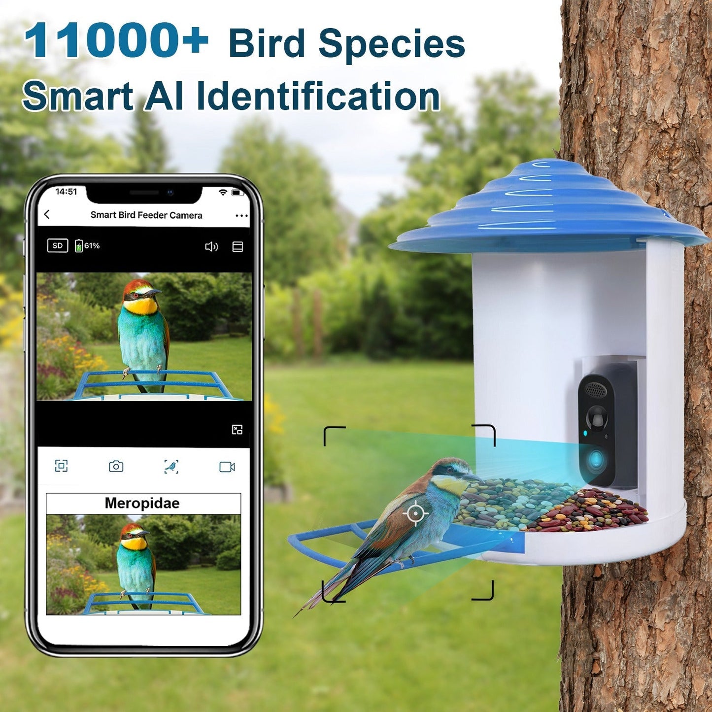 GBruno Smart Bird Feeder with HD Camera