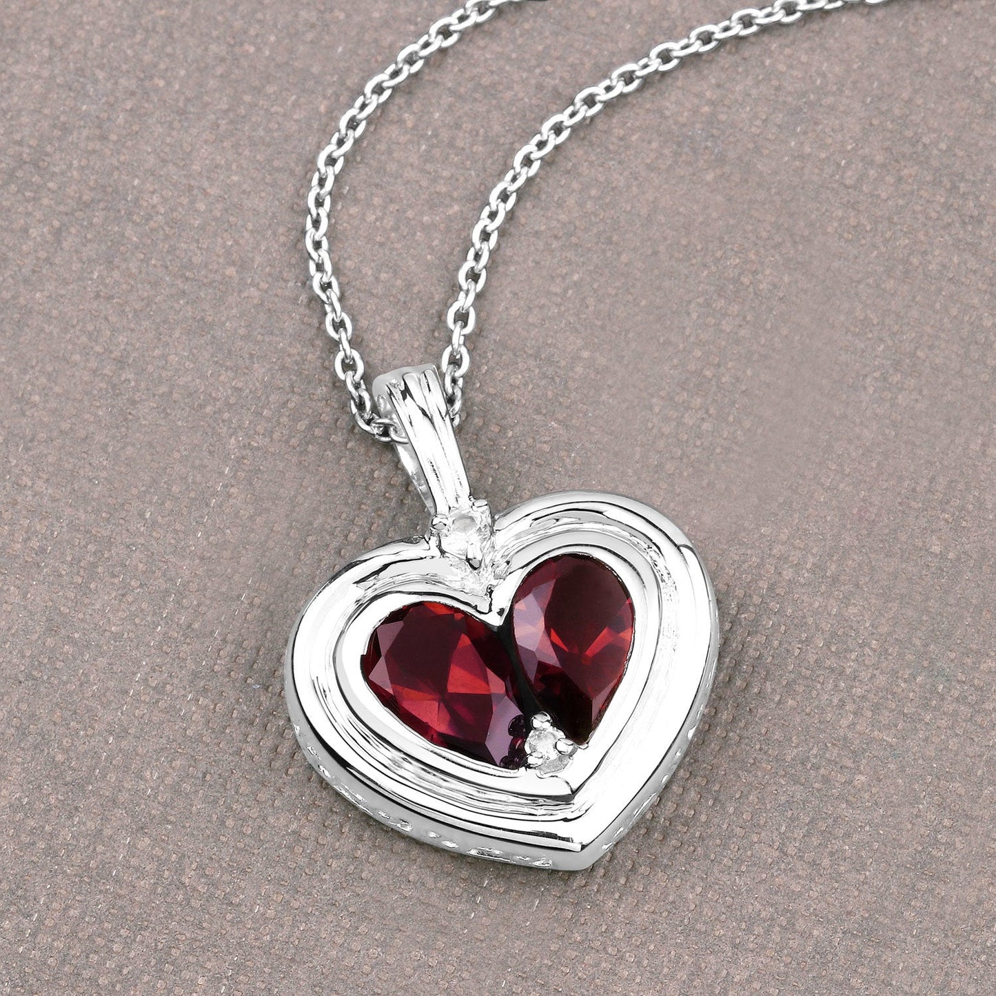 2.66 Carat Genuine Garnet & White Topaz Sterling Silver Pendant
