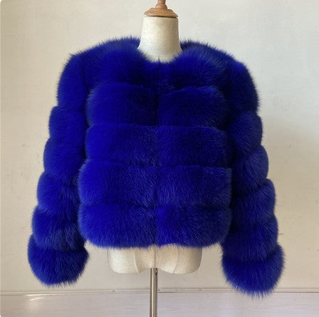 Elegant Faux Fur Patchwork Overcoat