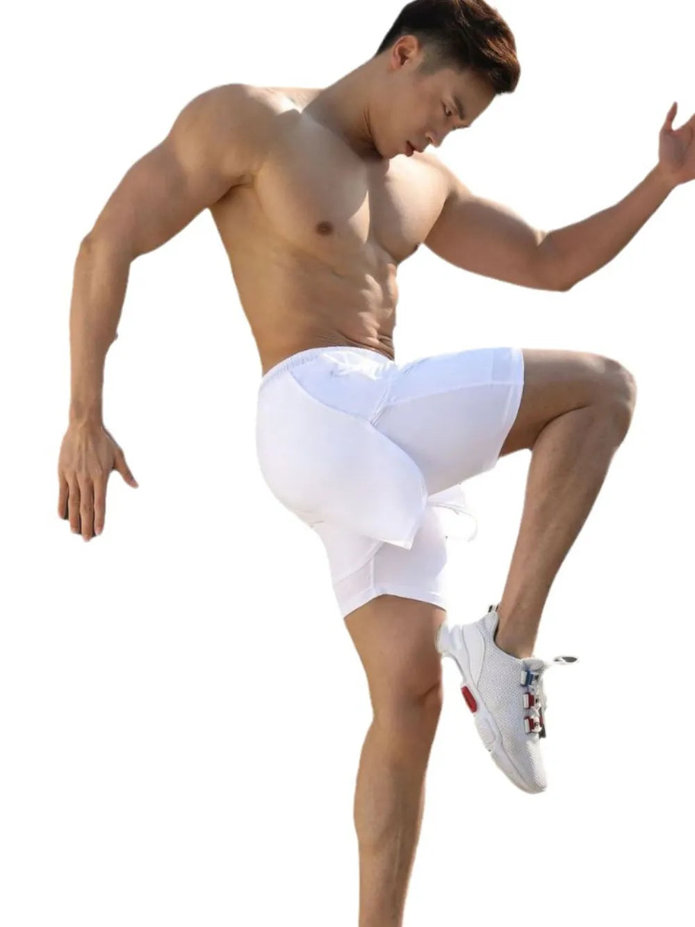 Shorts actifs pour hommes avec cordon de serrage et doublure de compression