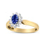 Bague Halo en Diamant et Tanzanite Bleue en Or Jaune 14K - Taille 7.75