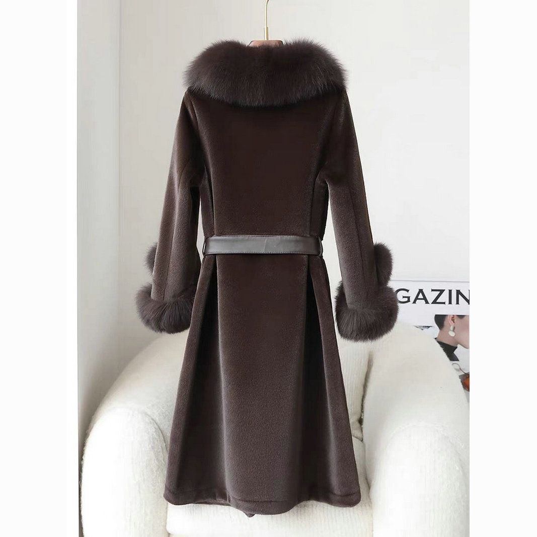 Manteau en fausse fourrure épaisse avec col en fourrure luxueux pour femmes