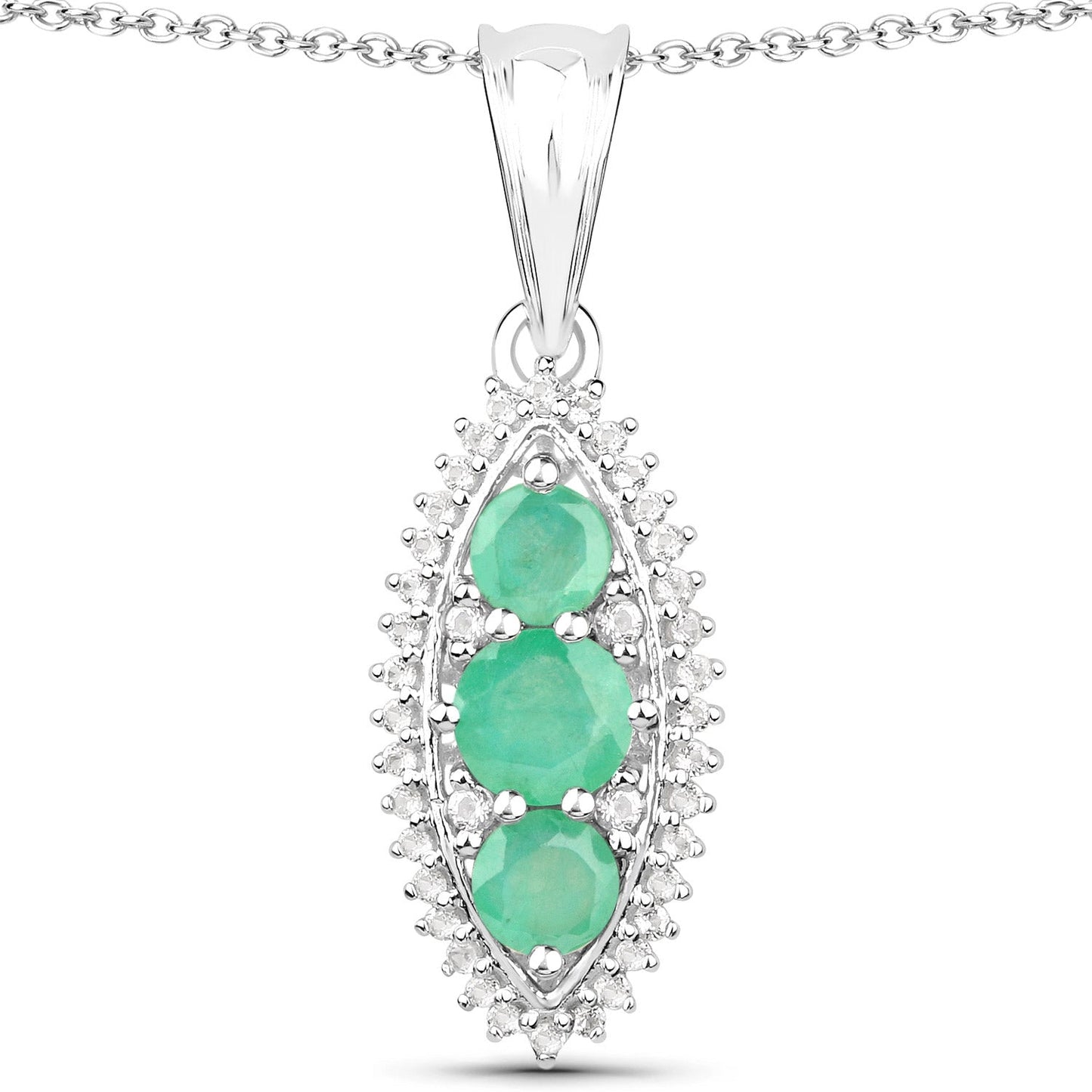 3.52 Carat Genuine Zambian Emerald & White Topaz Jewelry Set