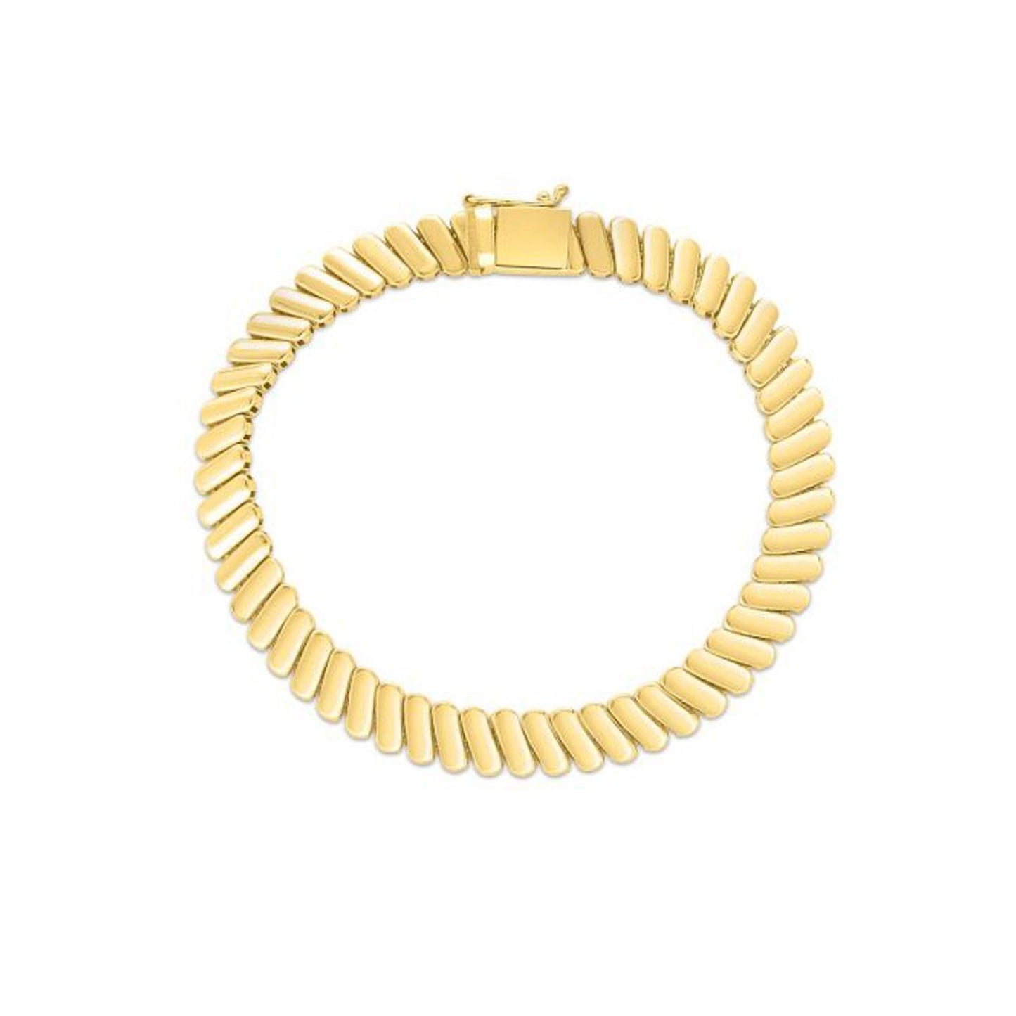 Bracelet en or jaune 14 carats à maillons en relief - Design élégant