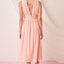 Robe midi sans manches à décolleté en V froncé élégante pour femmes