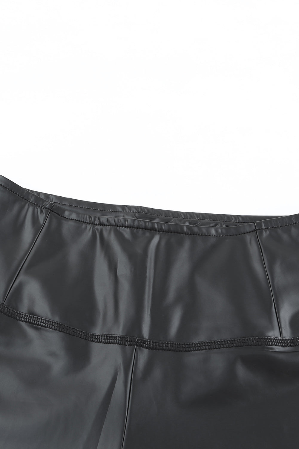 Black Faux Leather High Waist Leggings - Korvel