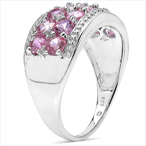 2.00 Carat Pink Sapphire & White Topaz Sterling Silver Ring